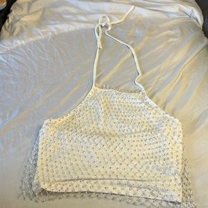 Bear Dance White Gemstone Tube Top